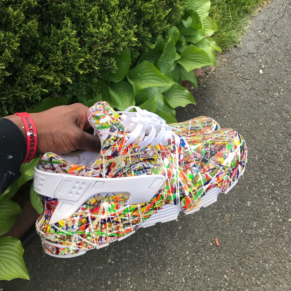 Custom Splatter Nike Huaraches Paint Splattered